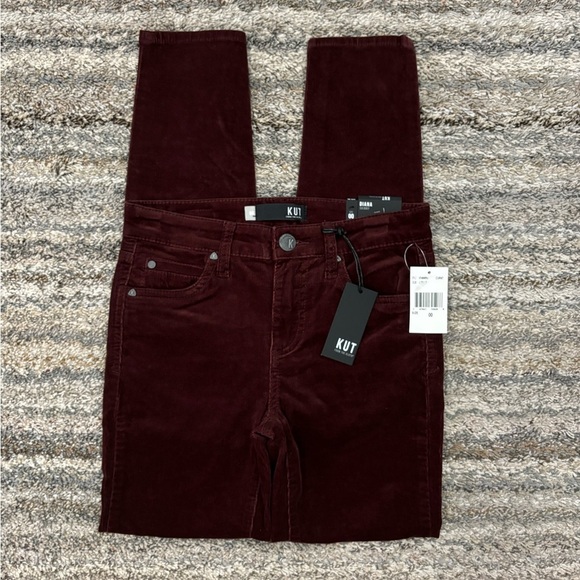 KUT From The Kloth Diana Corduroy Skinny Jeans Currant Sz 00 NWT | KUT Jeans - - Picture 1 of 12